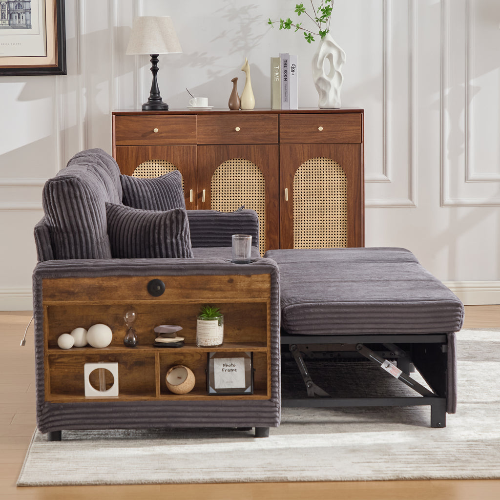 Dark Grey Corduroy Sofa Bed — detail 17