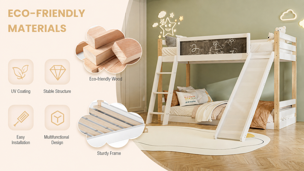 Wooden High Sleeper Bed with Slide and Storage Stairs – 90 × 190 cm — detail 14