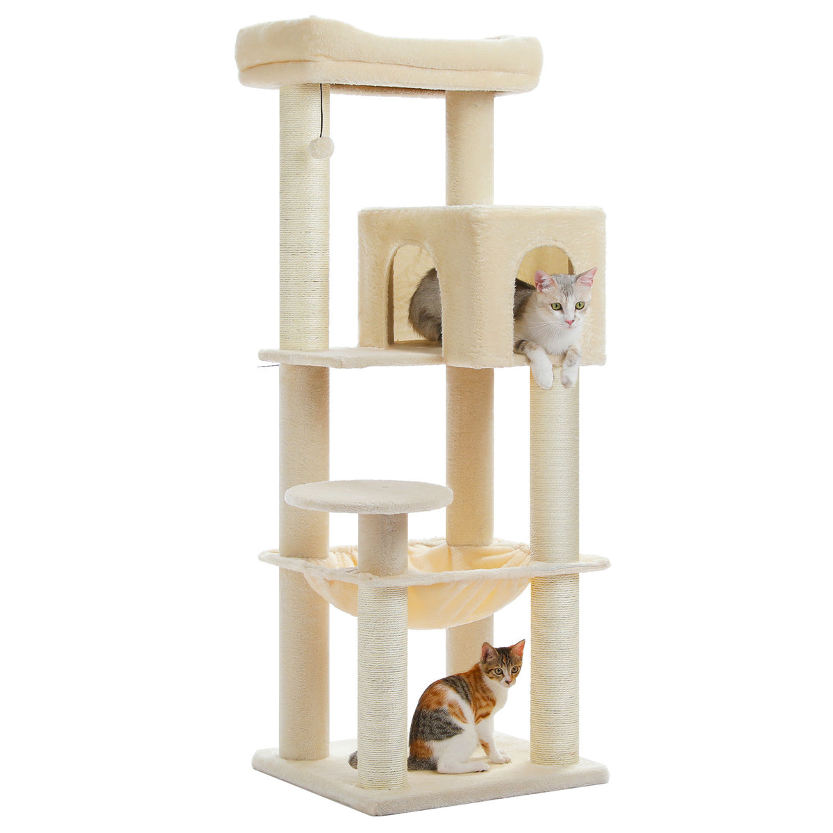 XL Cat Tree with Condo and Large Hammock – Beige — product view