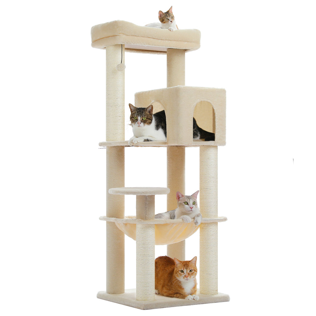 XL Cat Tree with Condo and Large Hammock – Beige — detail 2