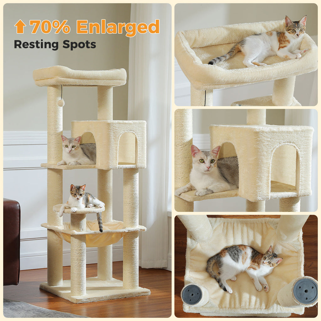 XL Cat Tree with Condo and Large Hammock – Beige — detail 6