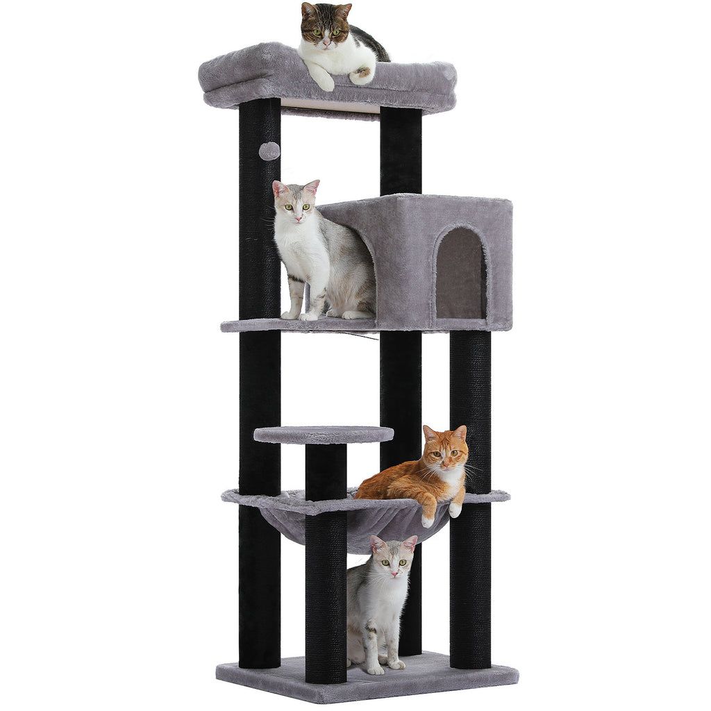 XL Cat Tree with Condo and Large Hammock – Black & Grey — product view