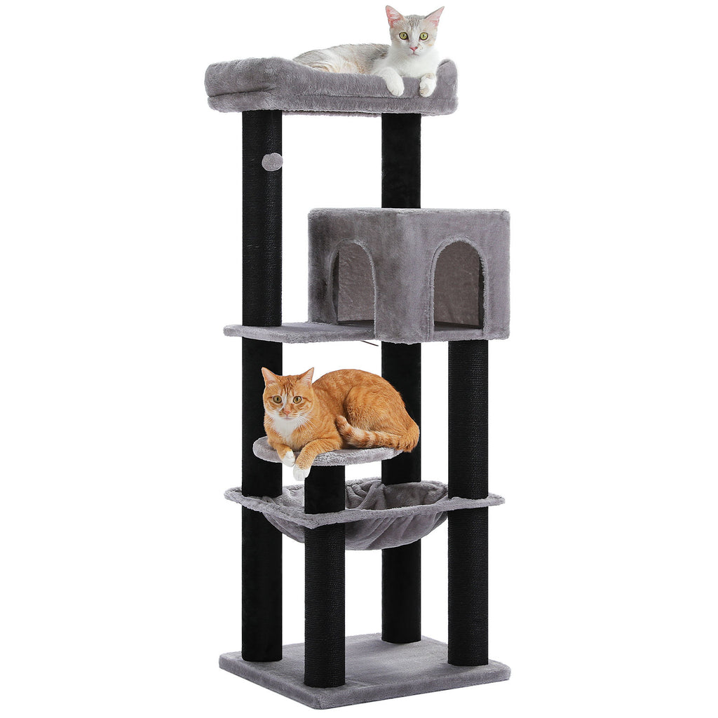XL Cat Tree with Condo and Large Hammock – Black & Grey — detail 2