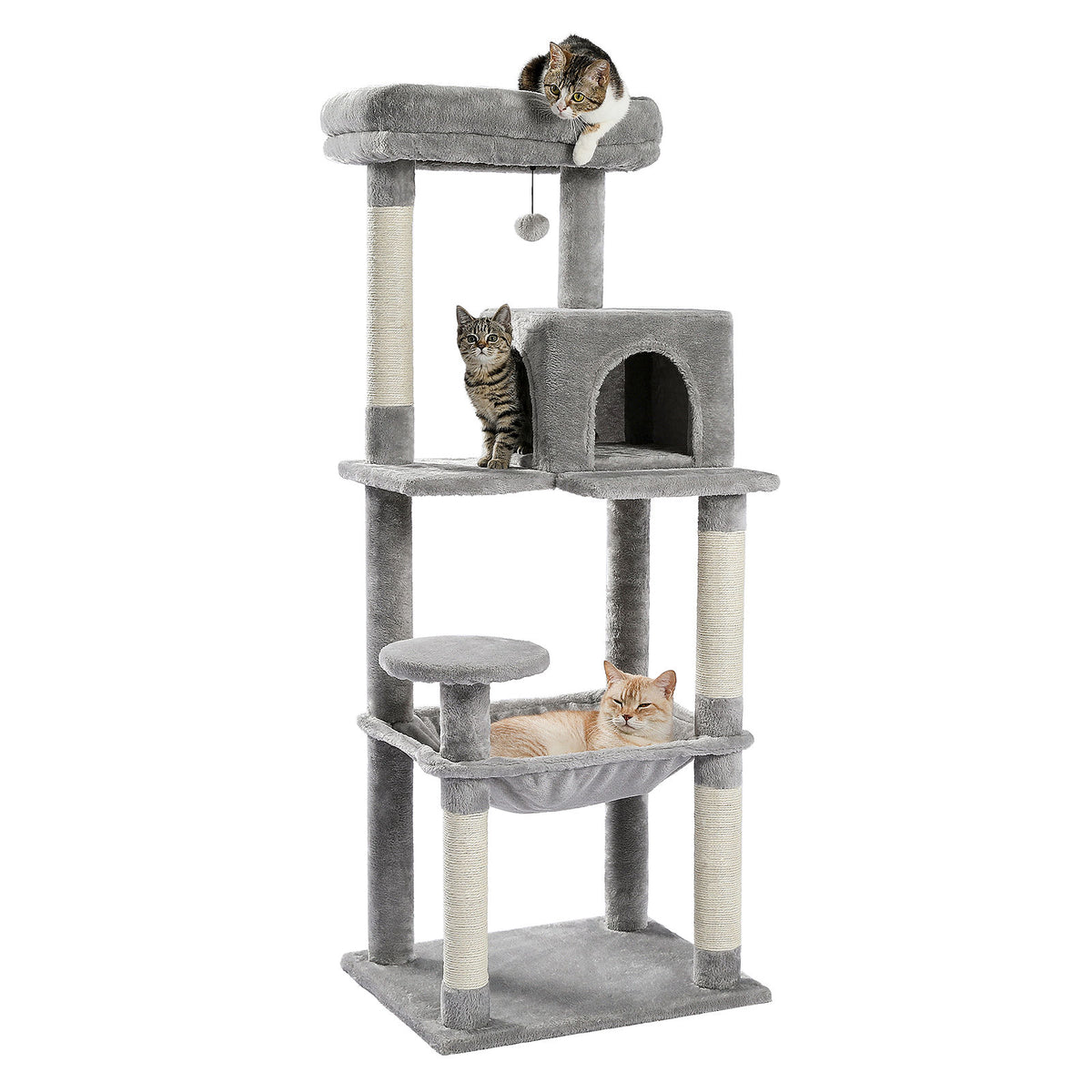 Cat Tree with Condo and Large Hammock – Grey — detail 2