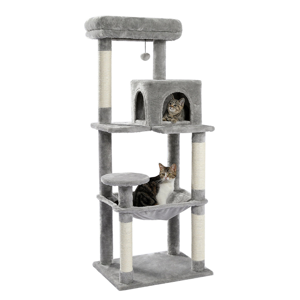 Cat Tree with Condo and Large Hammock – Grey — detail 3