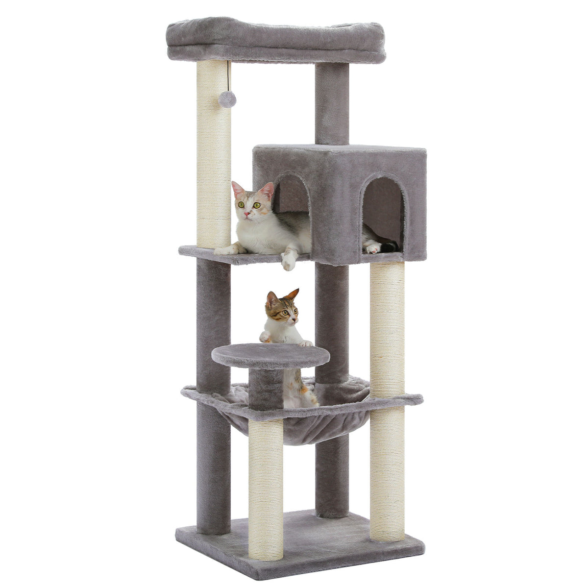 XL Cat Tree with Condo and Large Hammock – Grey — product view