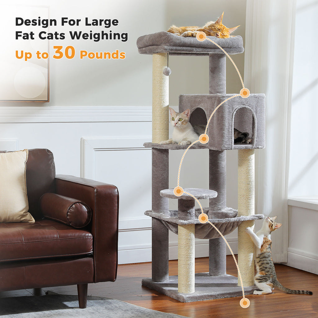 XL Cat Tree with Condo and Large Hammock – Grey — detail 4