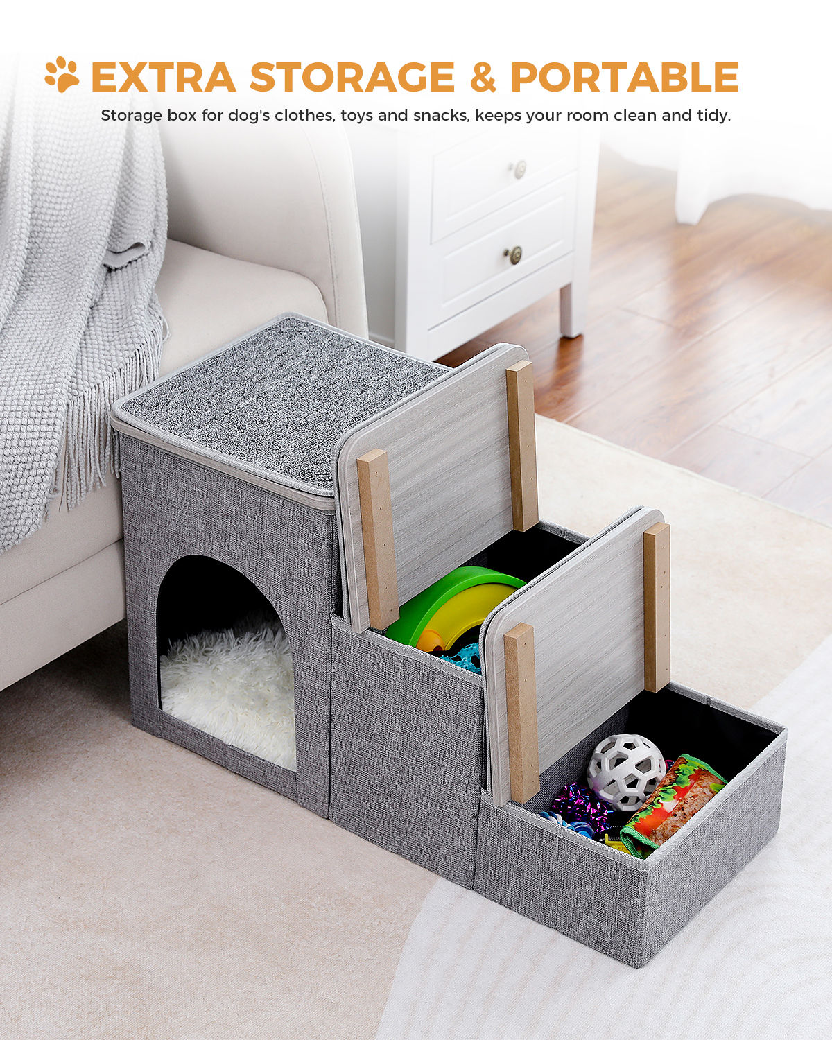 Pet Steps with Cat Condo – Grey — detail 4