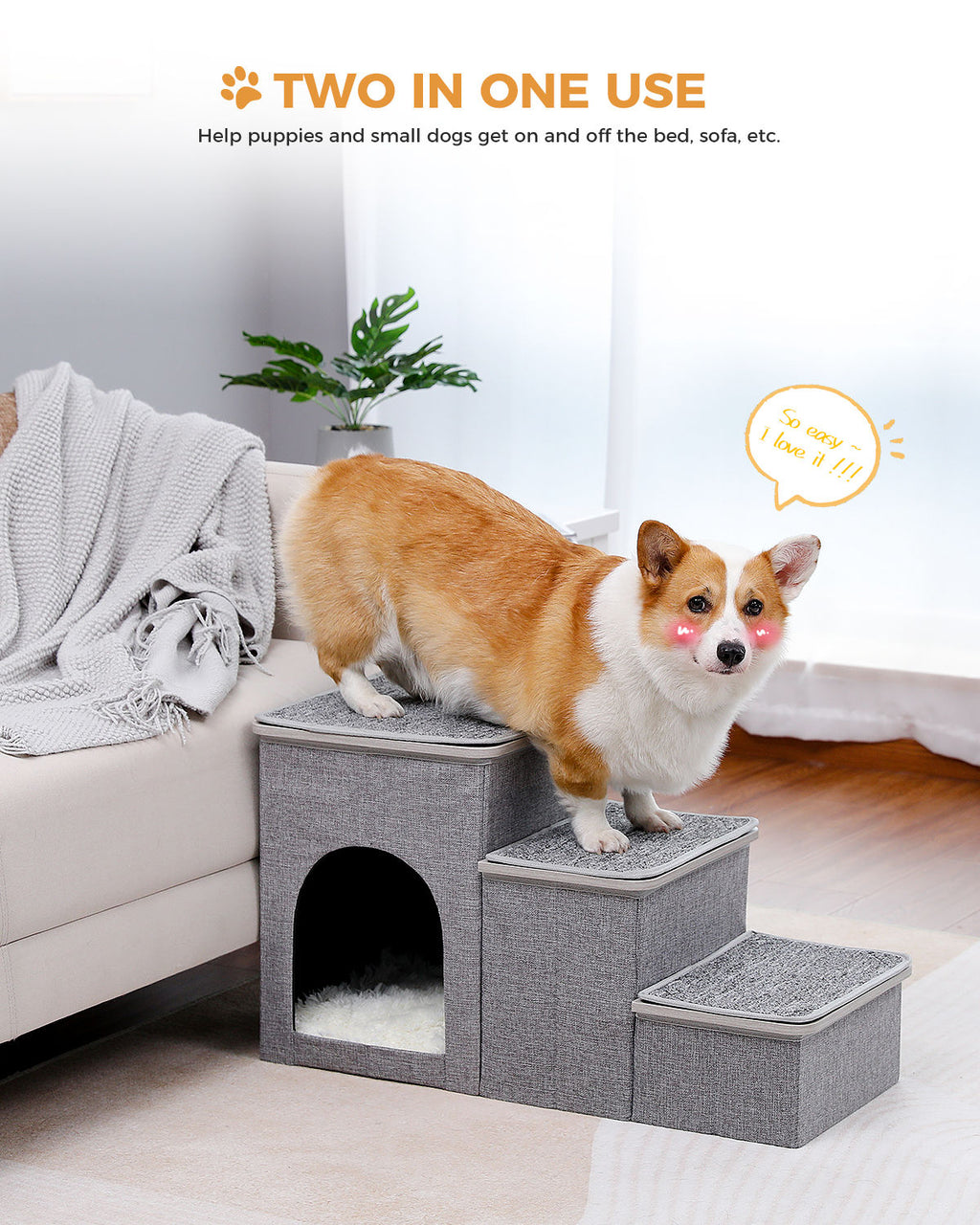 Pet Steps with Cat Condo – Grey — detail 5
