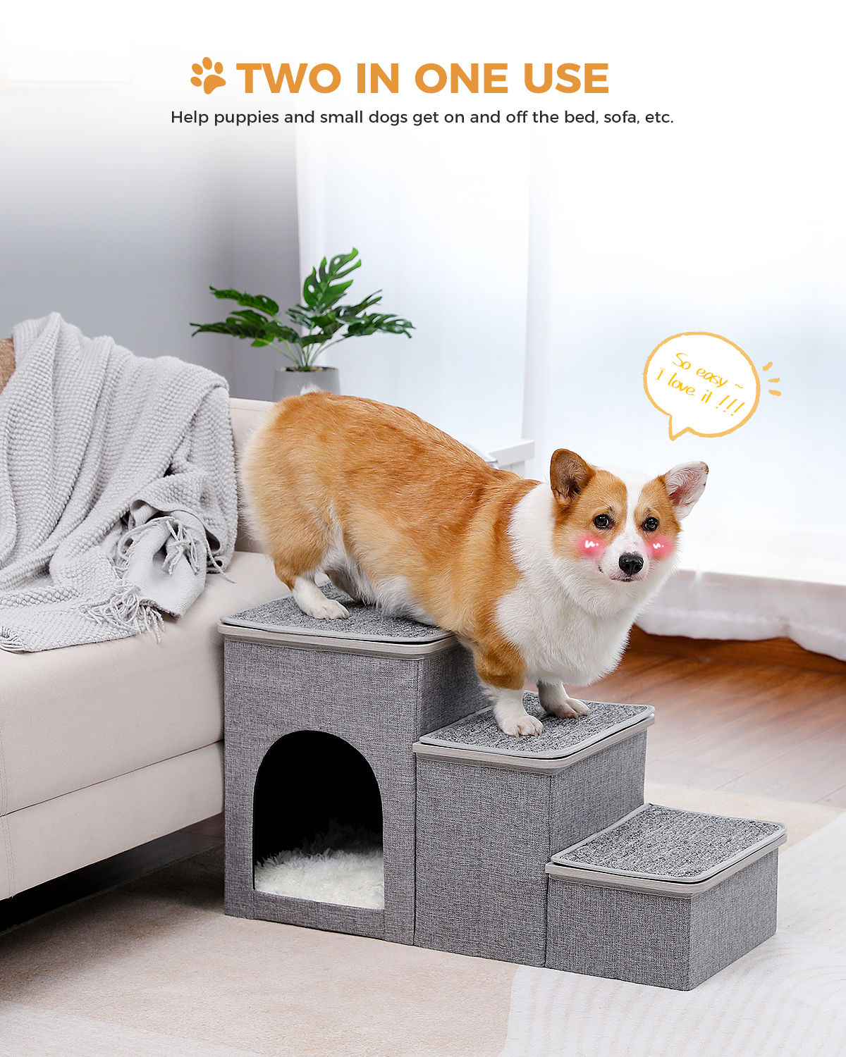 Pet Steps with Cat Condo – Grey — detail 5