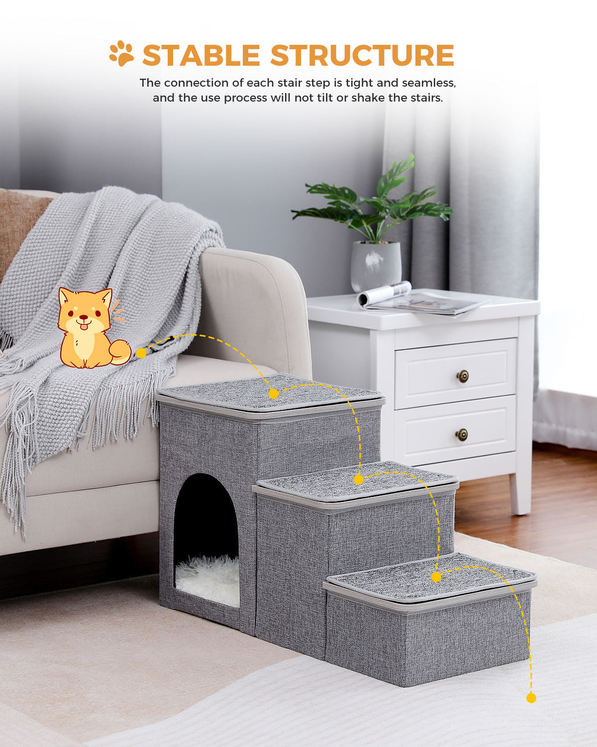 Pet Steps with Cat Condo – Grey — detail 6