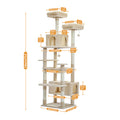 Tall Cat Tree with Dual Condos and Large Hammock – Beige — product view