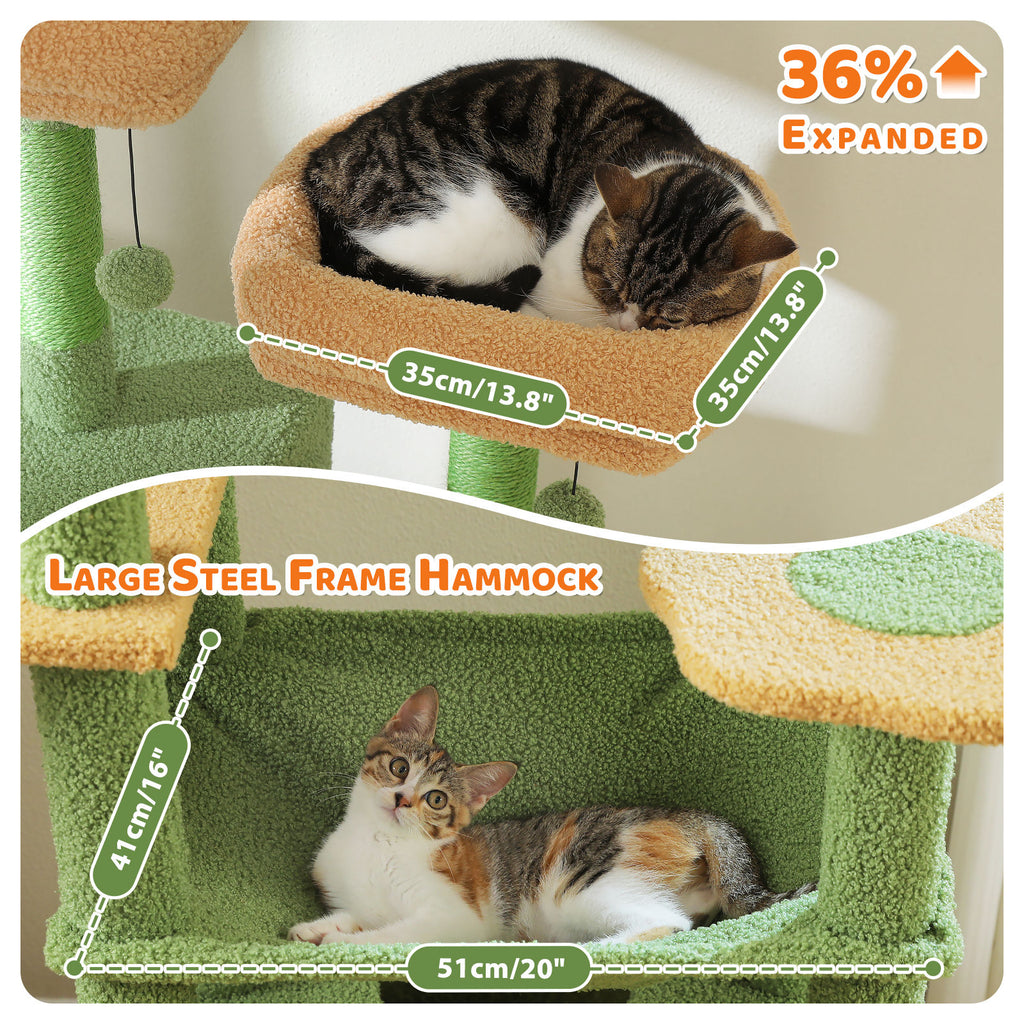 XL Tall Cat Tree with Dual Condos and Large Hammock – Green — detail 5
