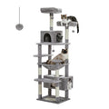 Tall Cat Tree with Dual Condos and Large Hammock – Grey — product view