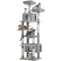XL Tall Cat Tree with Dual Condos and Large Hammock – Grey — product view