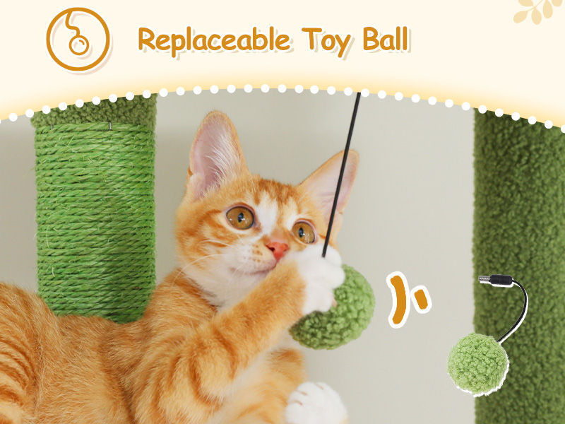 Floor-to-Ceiling Cat Tree with Two Hammocks – Green — detail 3