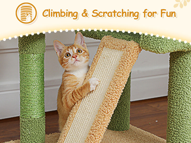 Floor-to-Ceiling Cat Tree with Two Hammocks – Green — detail 4
