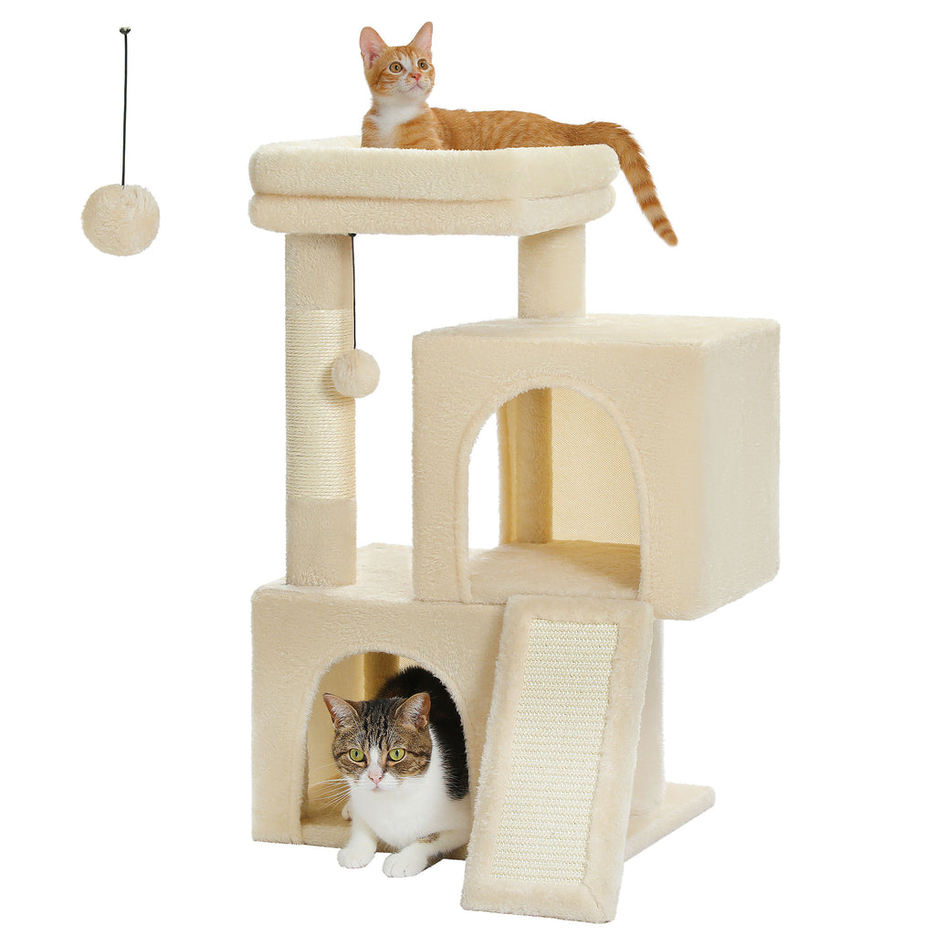 Compact Cat Tree with Dual Condos – Beige — detail 2