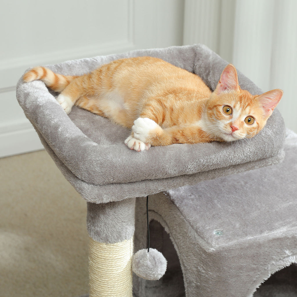 Compact Cat Tree with Dual Condos – Grey — detail 3
