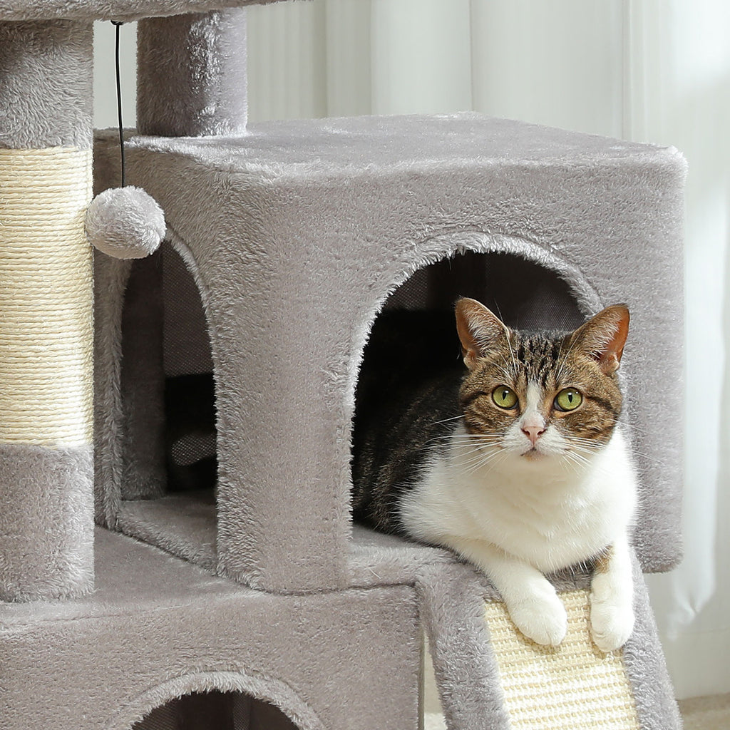 Compact Cat Tree with Dual Condos – Grey — detail 4