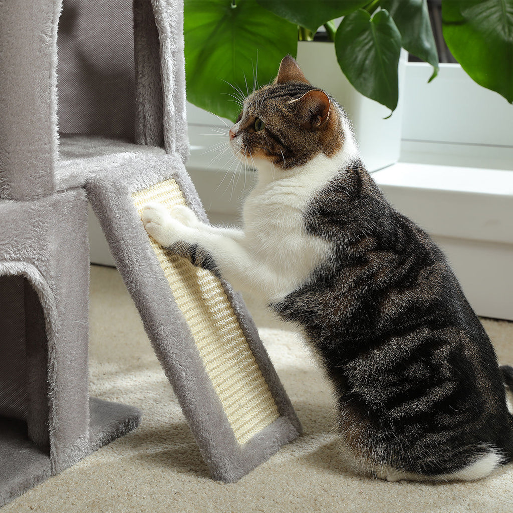 Compact Cat Tree with Dual Condos – Grey — detail 5