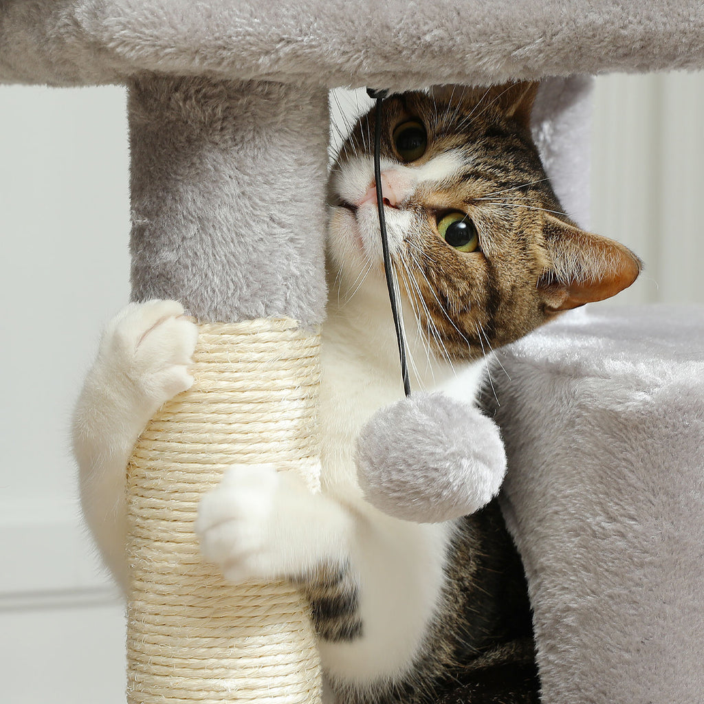 Compact Cat Tree with Dual Condos – Grey — detail 6