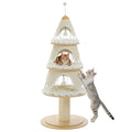 Tree-Shaped Cat Tower with Three Condos – White — product view