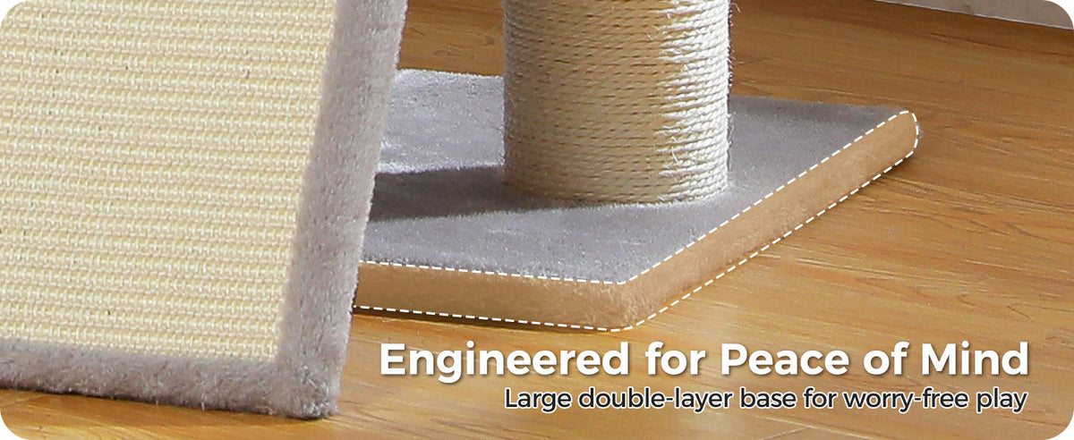 Cat Tree with Dual Condos and Wide Perch – Grey — detail 2