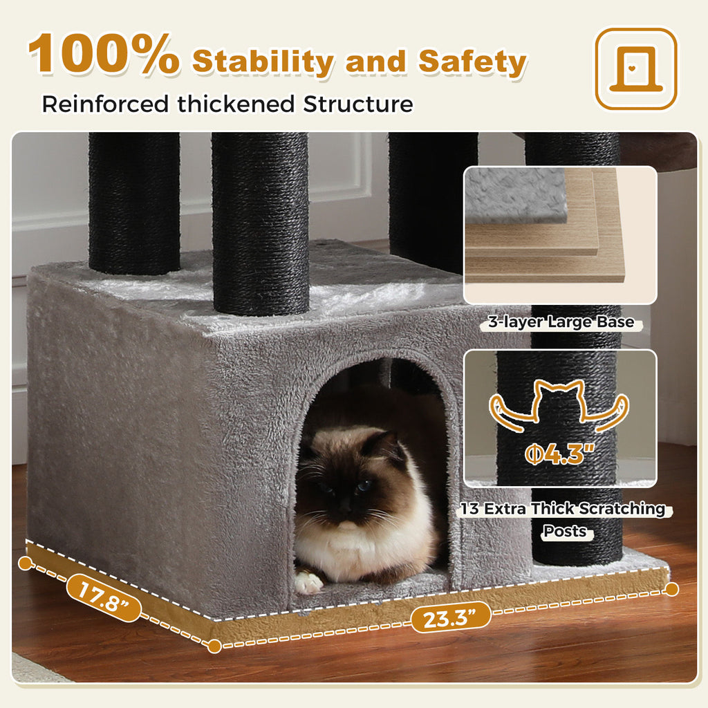 Large Cat Tree with Three Hammocks – Black — detail 4