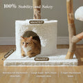 Natural Wood Cat Tree with Flower Perches – White — product view
