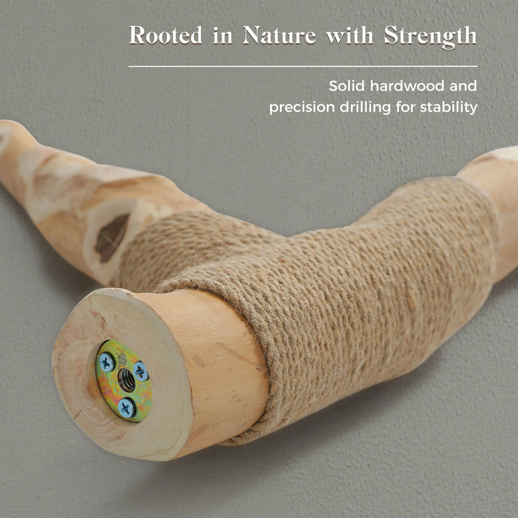 Natural Wood Cat Tree with Flower Perches – White — detail 6