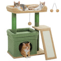 Compact Cat Tree with Wide Perch and Condo – Green — product view