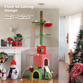 Christmas Floor-to-Ceiling Cat Tree with Three Condos – Red & Green — product view