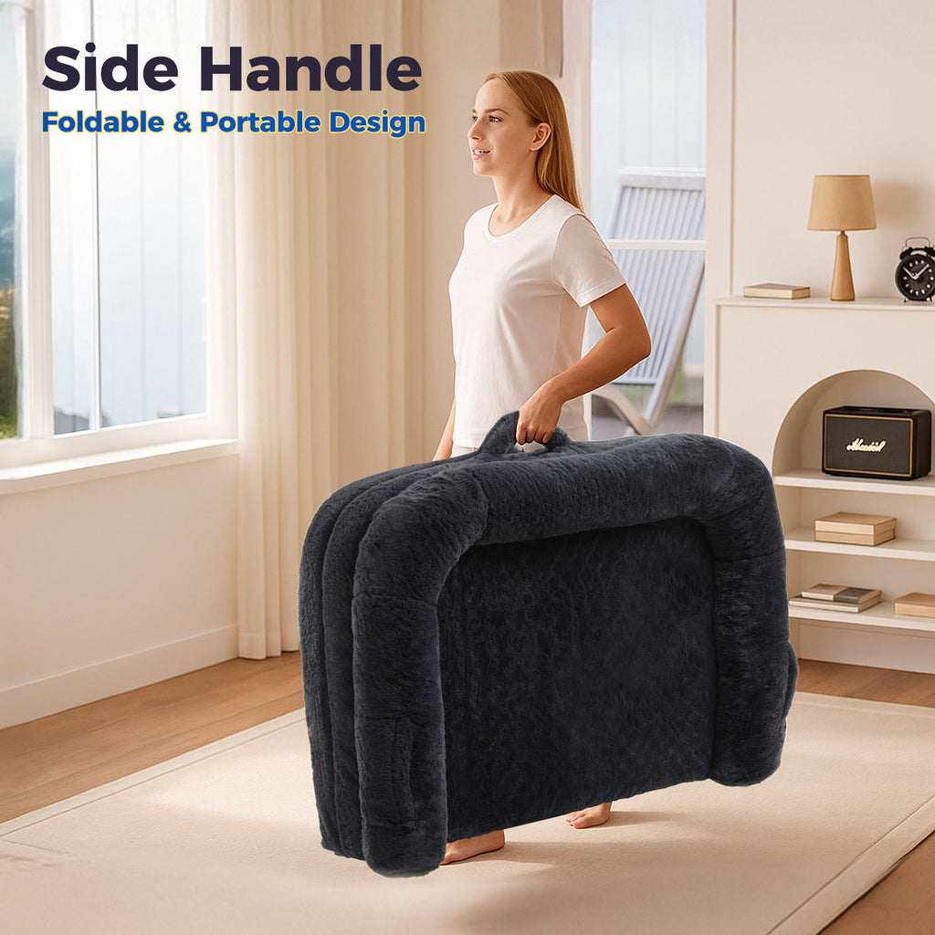 XL Foldable Dog Bed with Removable Cover – Grey — detail 3