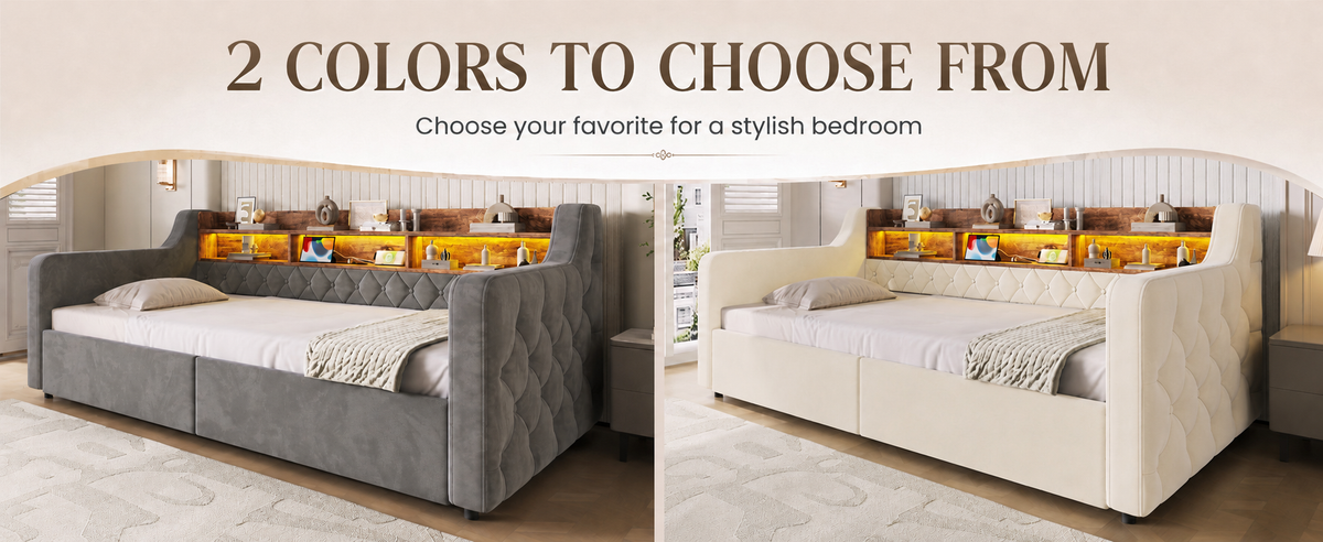 Dark Grey Velvet Storage Bed Frame – 90 × 190 cm — detail 14