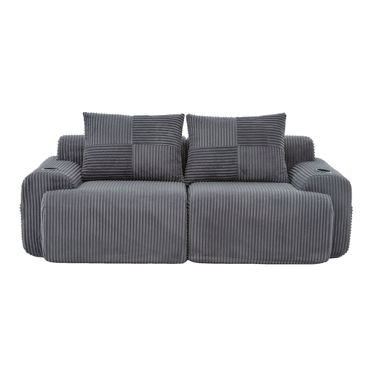 Dark Grey Corduroy 2-Seater Modular Sofa — detail 14