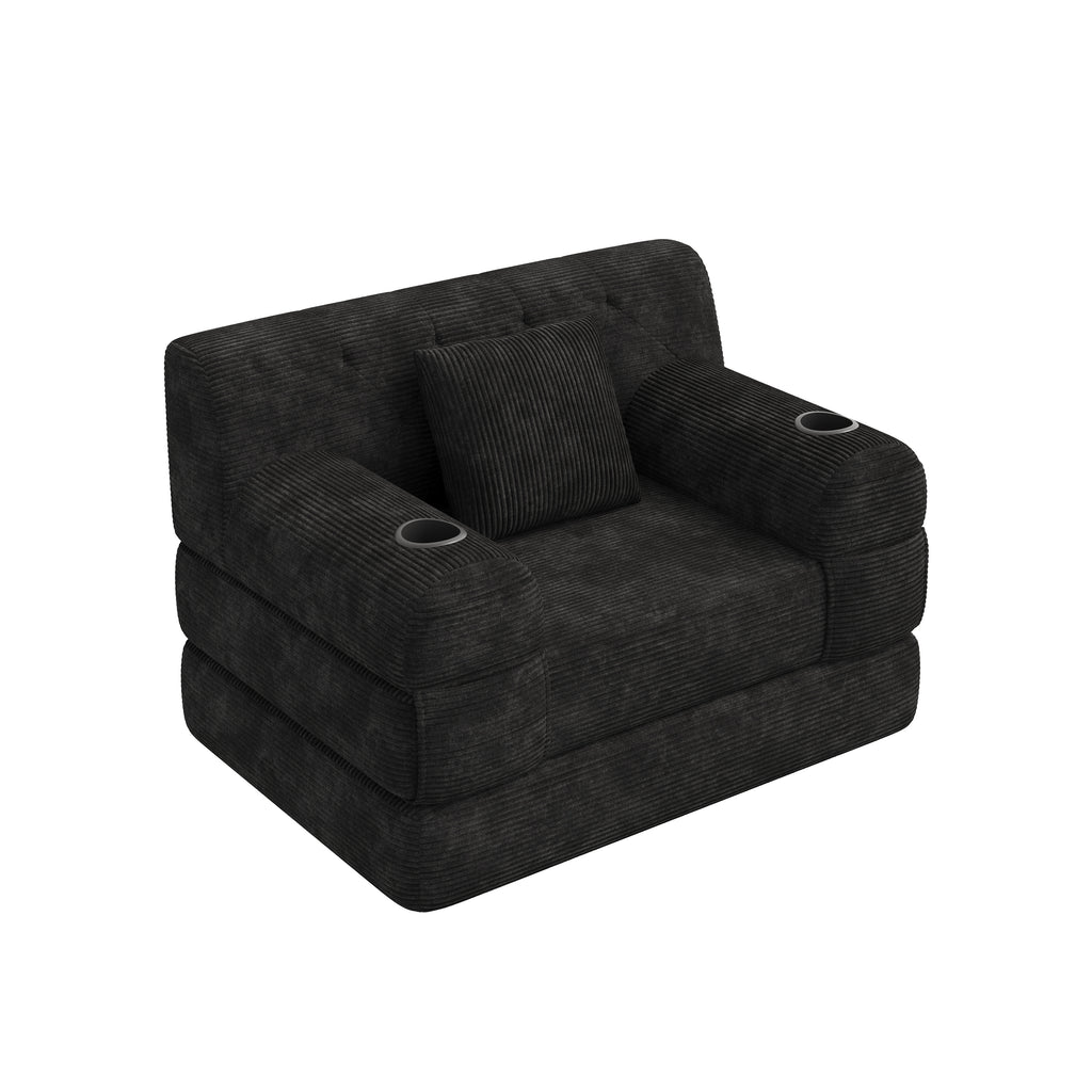 Black Corduroy Sleeper Chair — detail 9