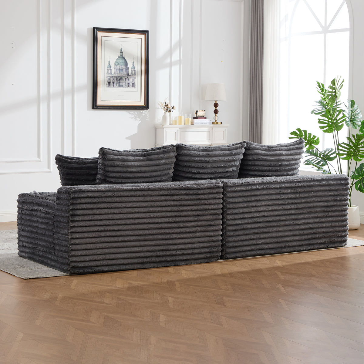 Dark Grey Corduroy Sofa Bed — detail 15