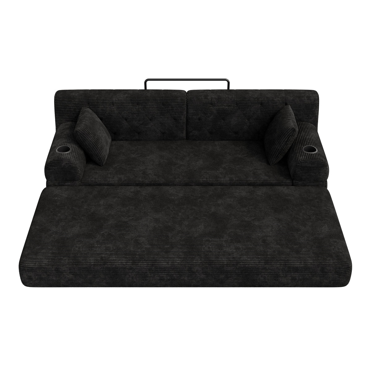 Black Corduroy 3-Seater Sofa Bed — detail 12