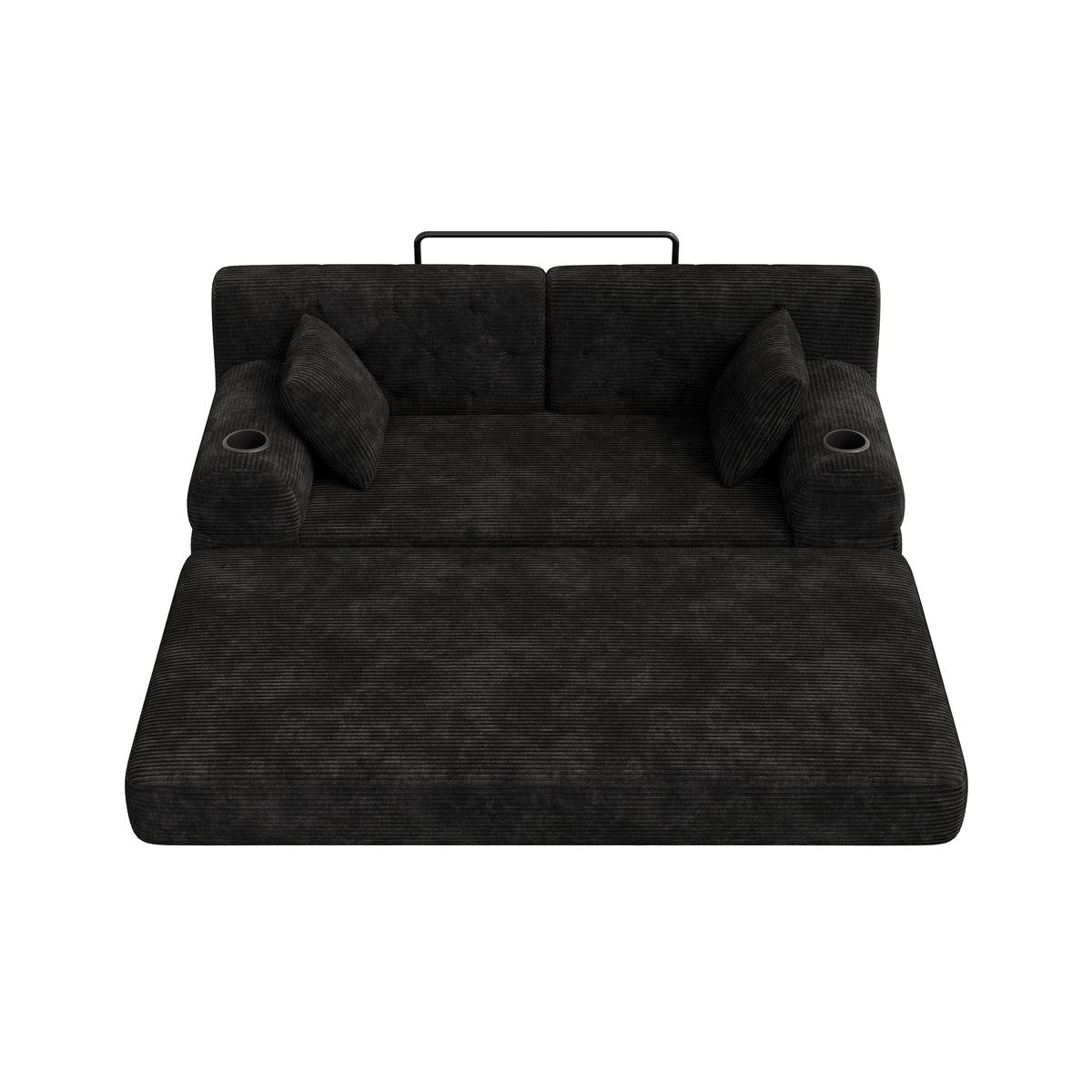 Black Corduroy 2-Seater Sofa Bed — detail 13