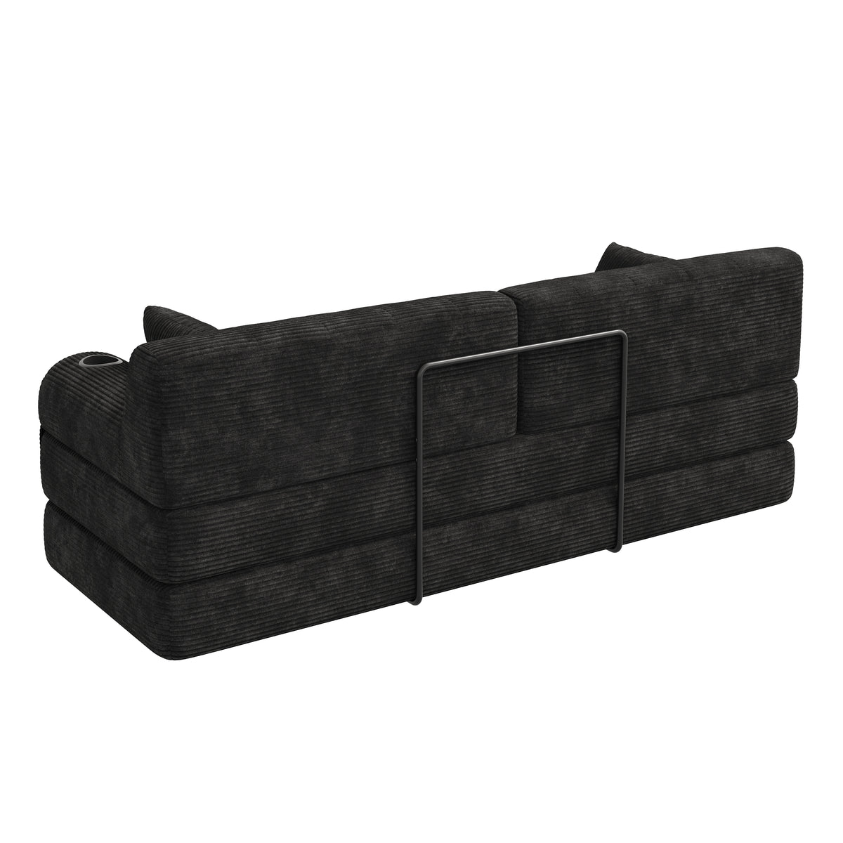 Black Corduroy 3-Seater Sofa Bed — detail 11