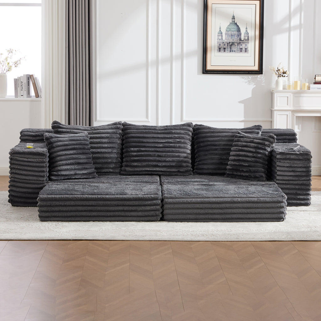 Dark Grey Corduroy Sofa Bed — detail 13