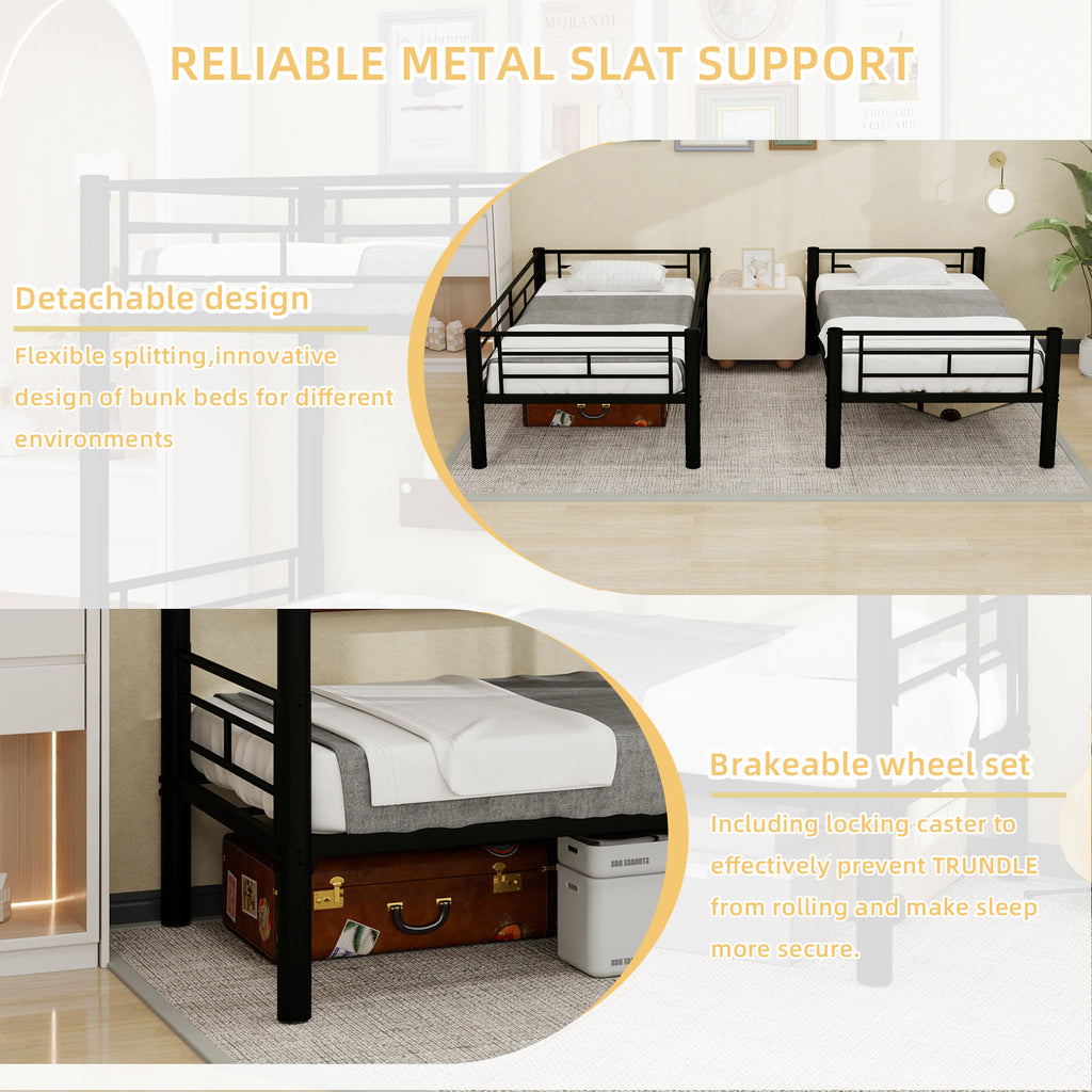 Black Convertible Metal Bunk Bed – 90 × 190 cm — detail 10
