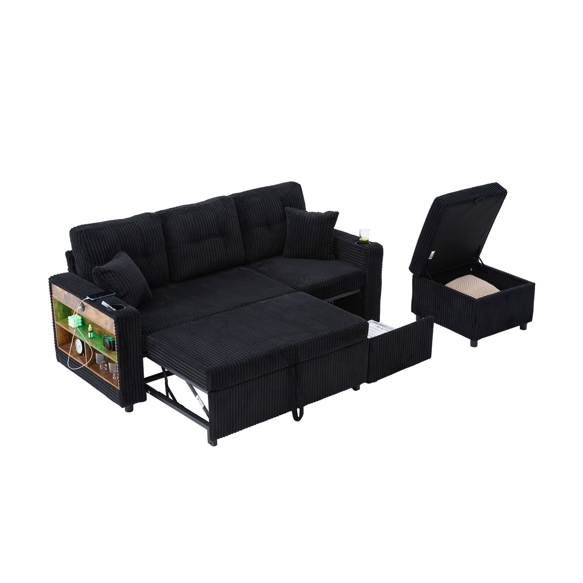 Black Corduroy Sofa Bed — detail 27