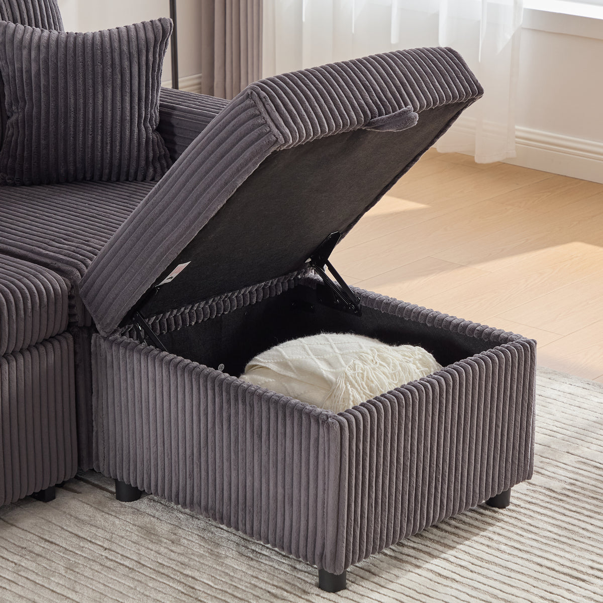 Dark Grey Corduroy Sofa Bed — detail 22