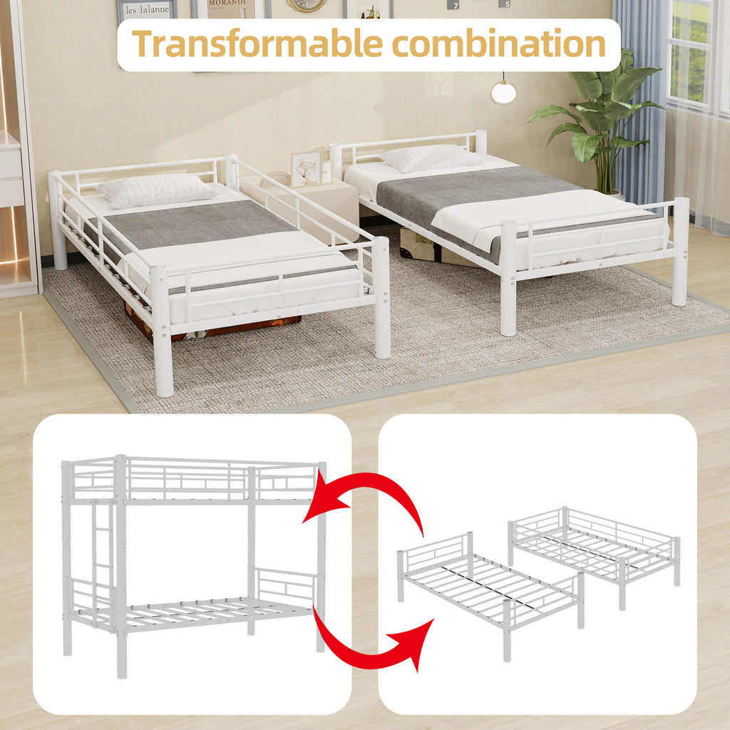 White Convertible Metal Bunk Bed – 90 × 190 cm — detail 11