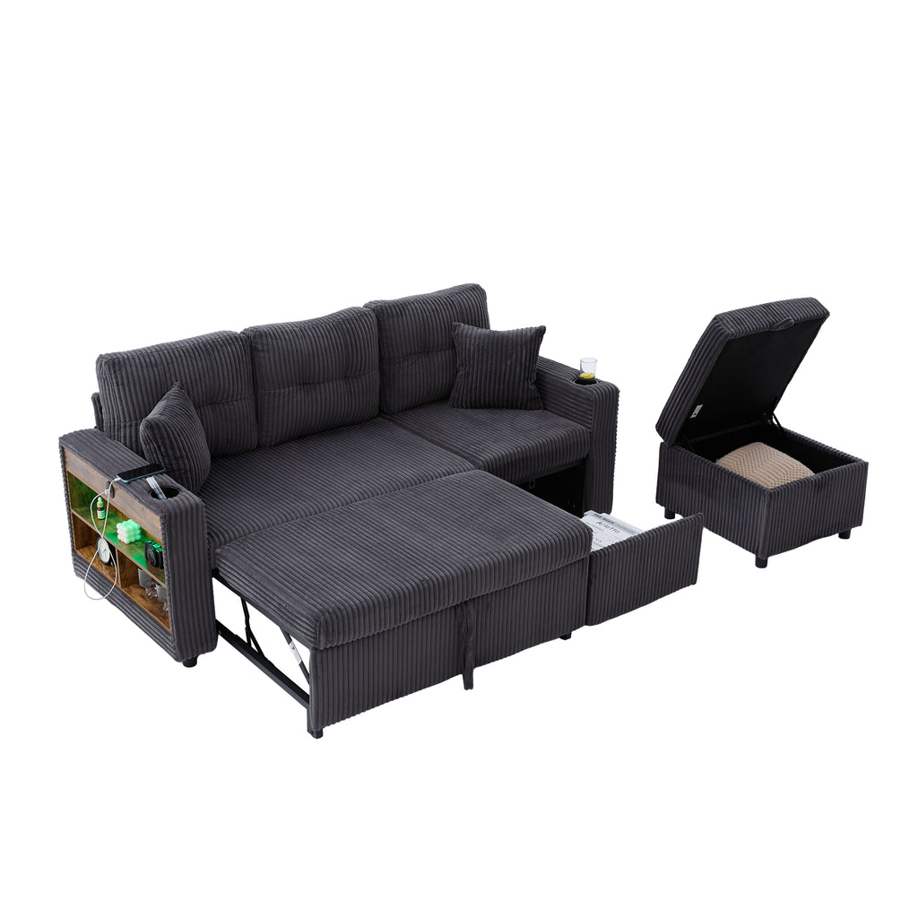 Dark Grey Corduroy Sofa Bed — detail 26