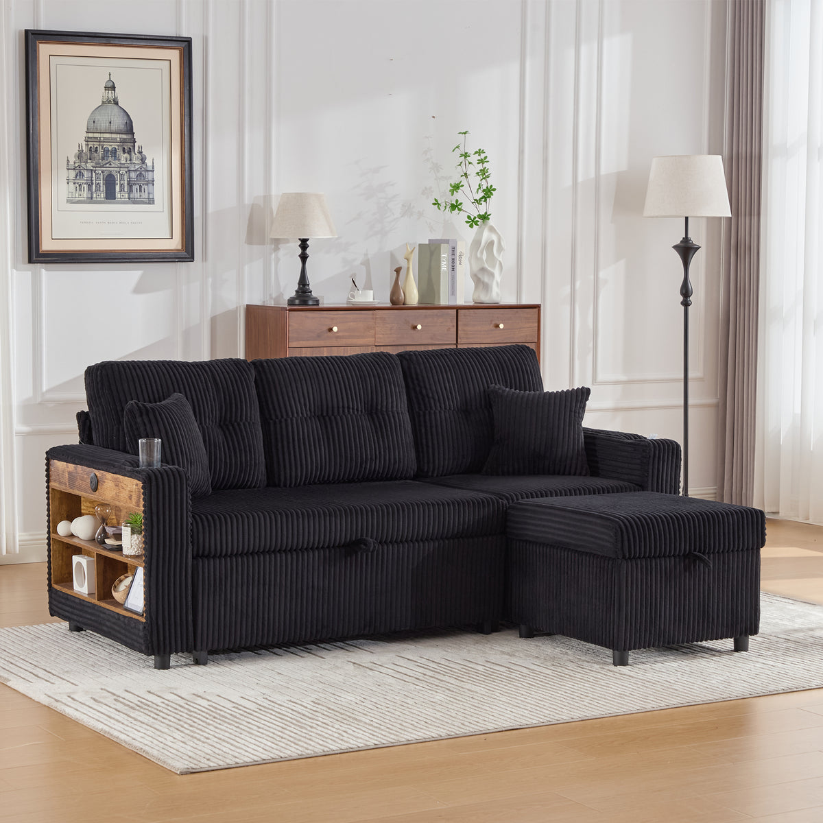 Black Corduroy Sofa Bed — detail 15
