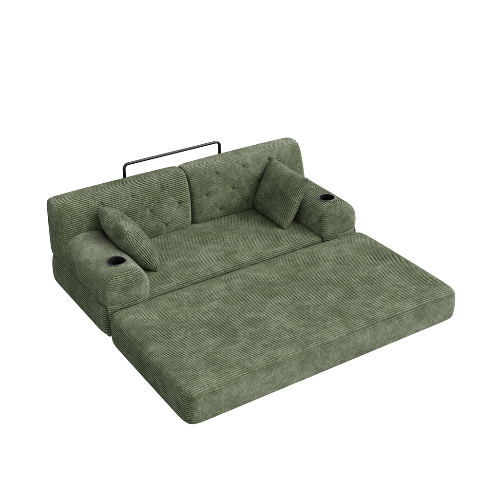 Green Corduroy 2-Seater Sofa Bed — detail 11