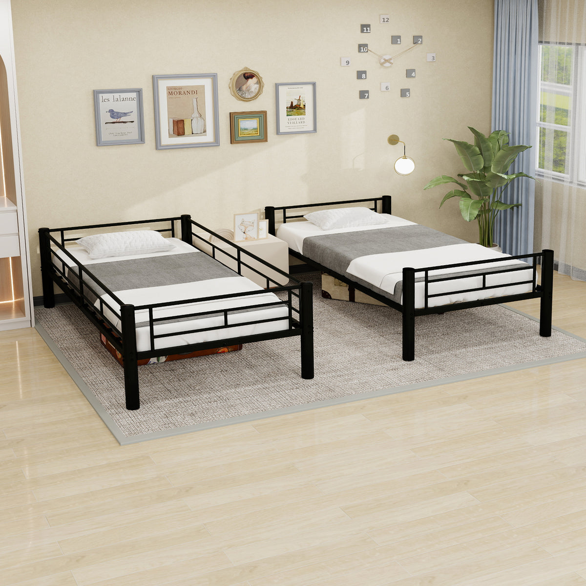 Black Convertible Metal Bunk Bed – 90 × 190 cm — detail 5